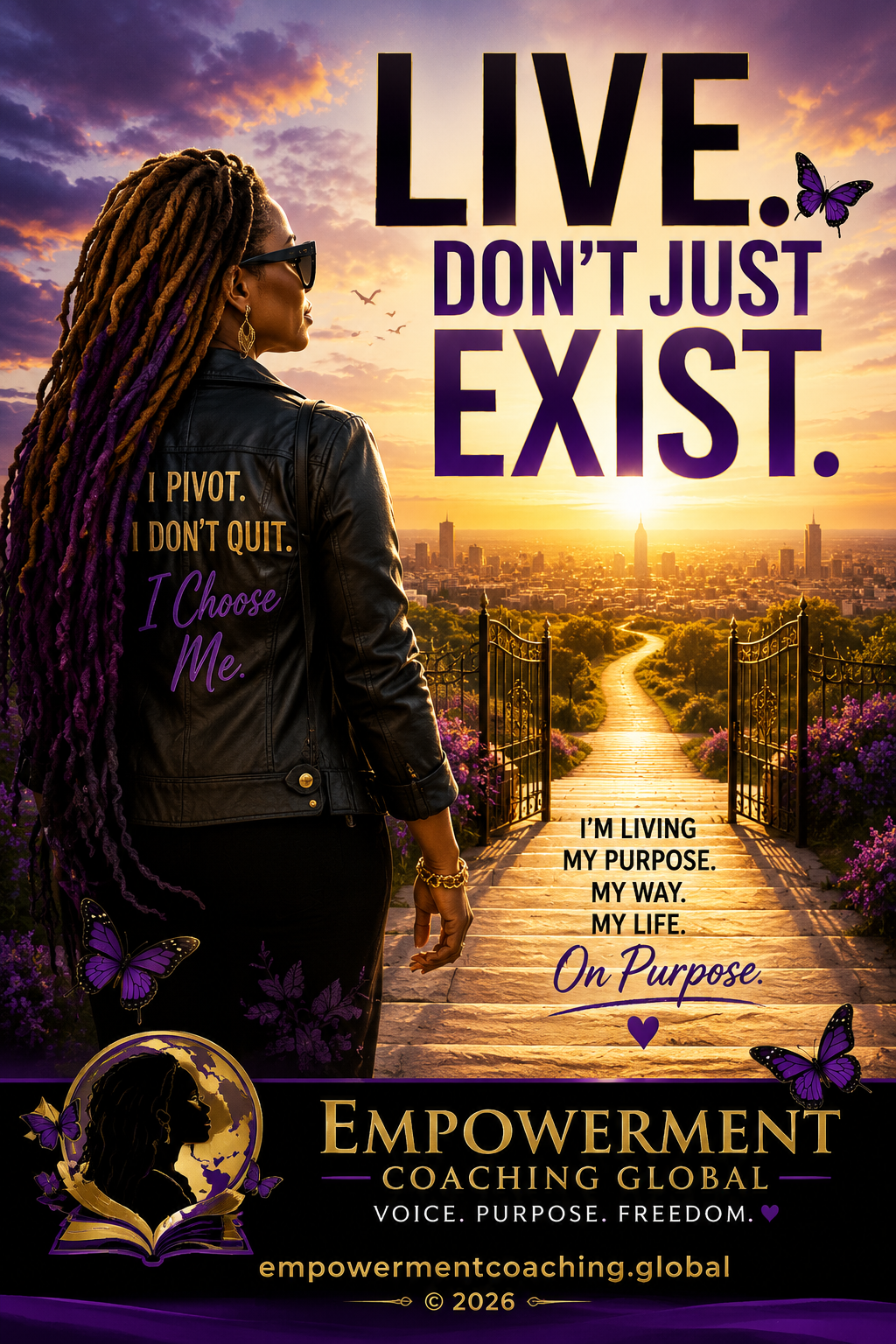 Live. Don't Just Exist. — Empowerment Coaching Global motivational poster by Kelli Frederick